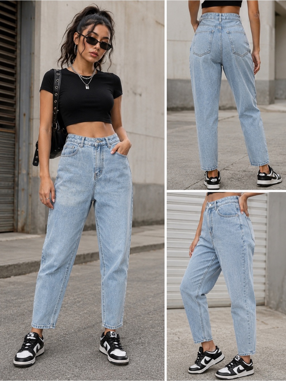 SHEIN High Rise Mom Jeans Light Wash Tapered Denim Size XS